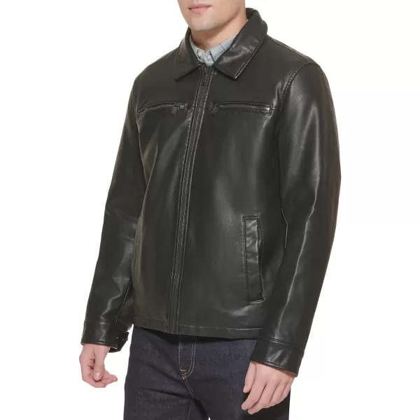 Dockers Mens James Faux Leather JacketBlack W Chest Zip