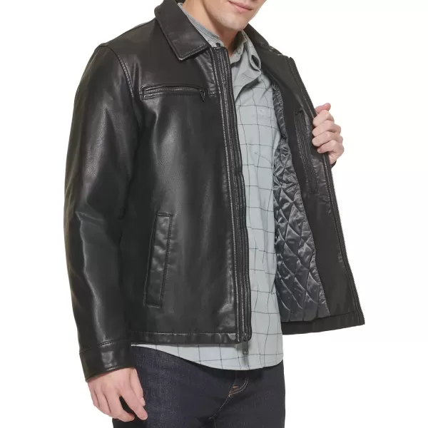 Dockers Mens James Faux Leather JacketBlack W Chest Zip