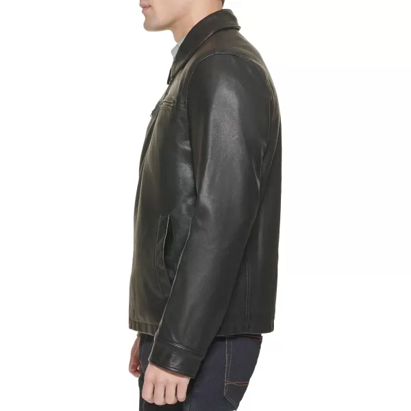 Dockers Mens James Faux Leather JacketBlack W Chest Zip