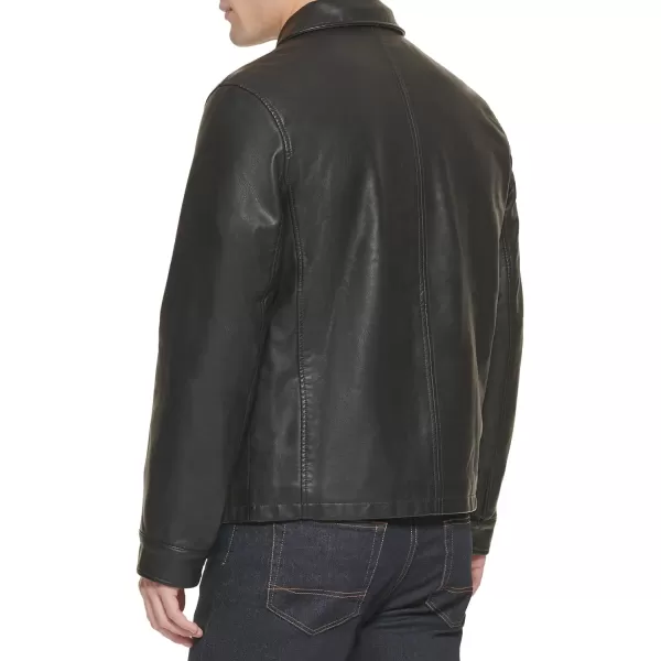 Dockers Mens James Faux Leather JacketBlack W Chest Zip