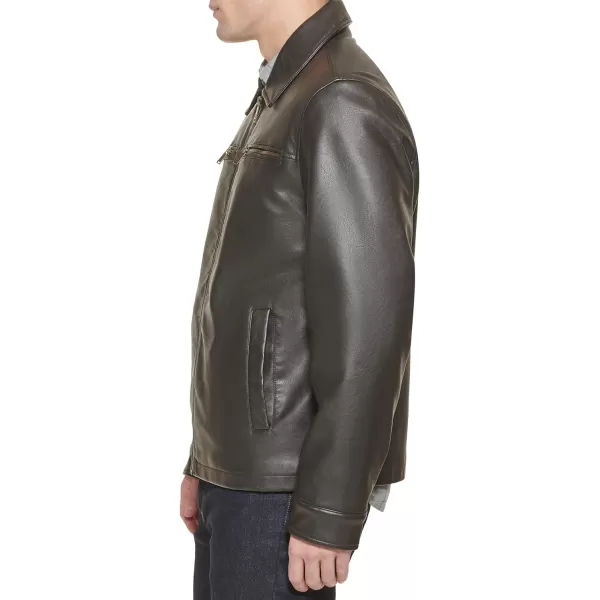 Dockers Mens James Faux Leather JacketDark Brown W Chest Zip