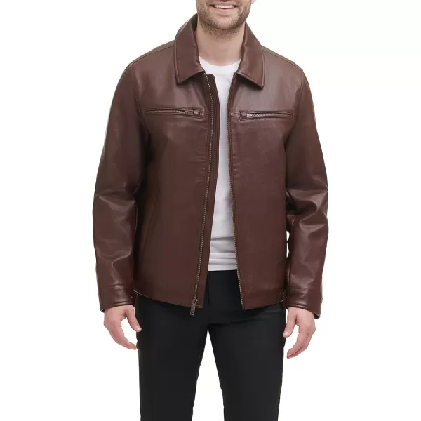 Dockers Mens James Faux Leather JacketSienna Brown W Chest Zip