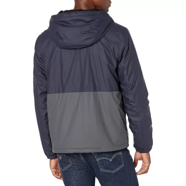 Dockers Mens The Bryce Stretch Sherpa Lined Waterproof Rain JacketNavyCharcoal