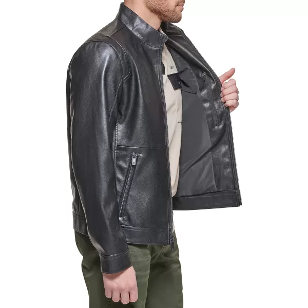 Dockers Mens The Dylan Faux Leather Racer JacketBlack