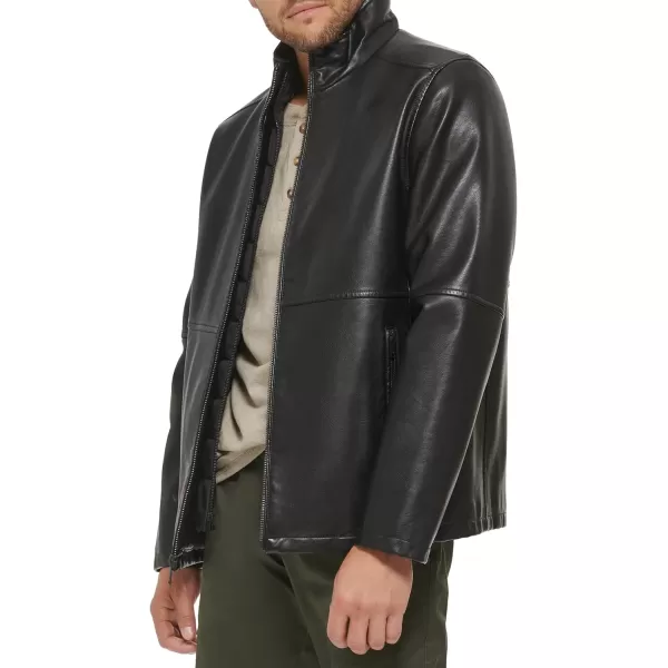 Dockers Mens The Dylan Faux Leather Racer JacketBlack With Bib