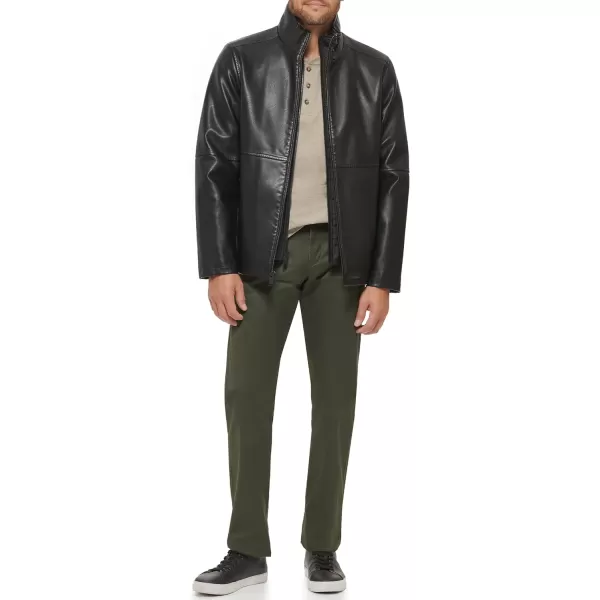 Dockers Mens The Dylan Faux Leather Racer JacketBlack With Bib