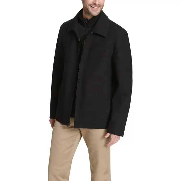 Dockers Mens Wool Blend Open Bottom Jacket with Quilted BibBlackSoftshell Bib