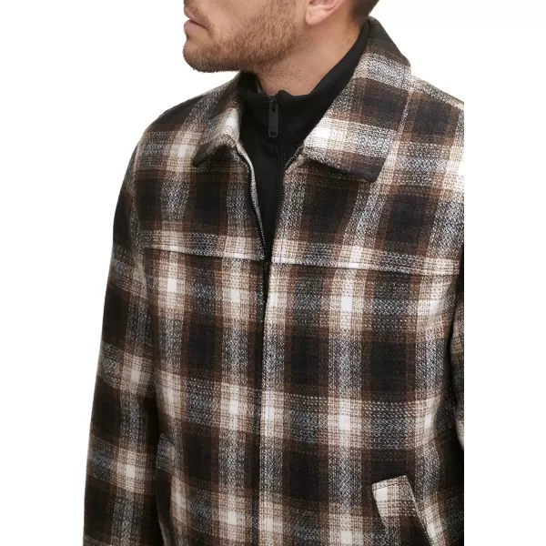 Dockers Mens Wool Blend Open Bottom Jacket with Quilted BibBrown Fancy