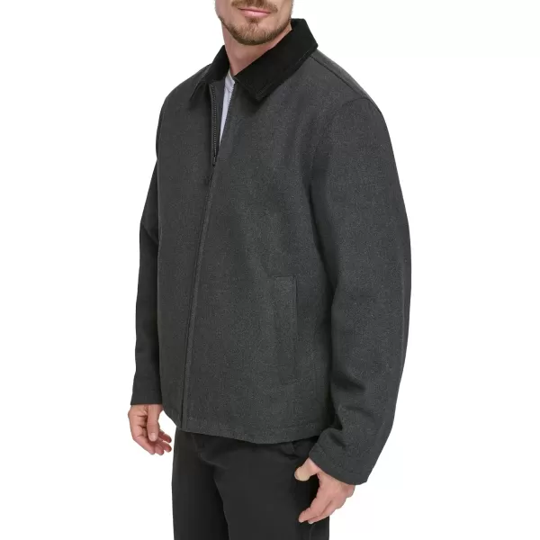 Dockers Mens Wool Blend Open Bottom Jacket with Quilted BibCharcoal Without Bib