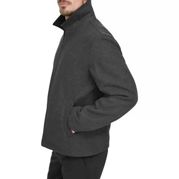 Dockers Mens Wool Blend Open Bottom Jacket with Quilted BibCharcoal Without Bib