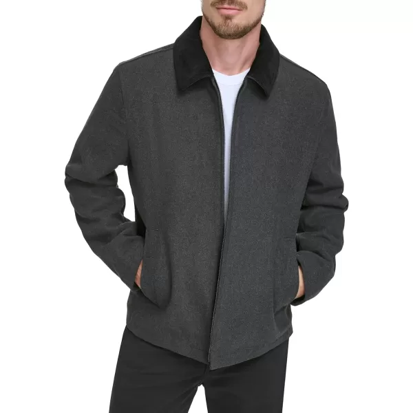 Dockers Mens Wool Blend Open Bottom Jacket with Quilted BibCharcoal Without Bib