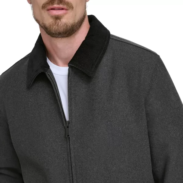 Dockers Mens Wool Blend Open Bottom Jacket with Quilted BibCharcoal Without Bib