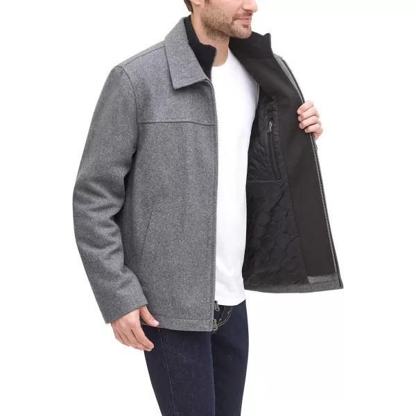 Dockers Mens Wool Blend Open Bottom Jacket with Quilted BibLight GreySoftshell Bib