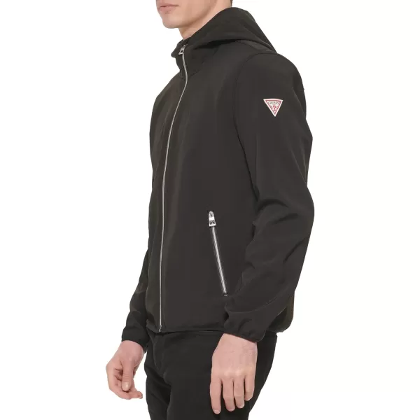 GUESS Mens Softshell Long Sleeve Hood JacketBlack