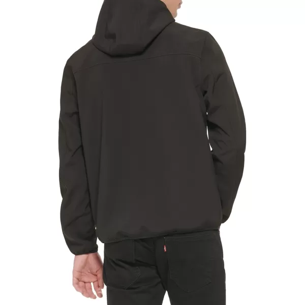 GUESS Mens Softshell Long Sleeve Hood JacketBlack