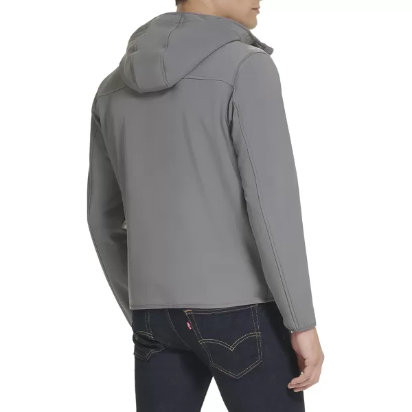 GUESS Mens Softshell Long Sleeve Hood JacketCharcoal