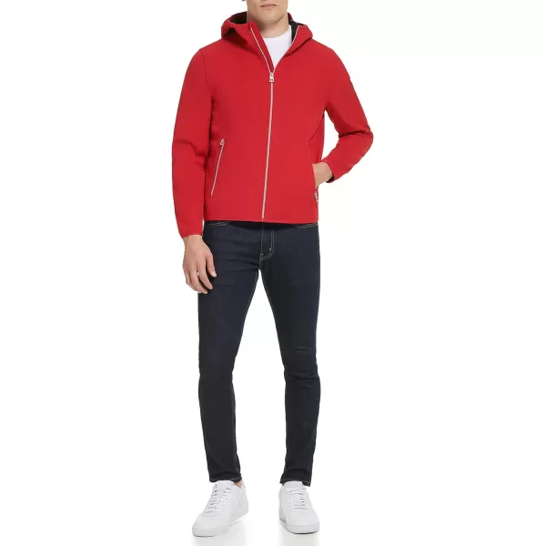 GUESS Mens Softshell Long Sleeve Hood JacketFire Red