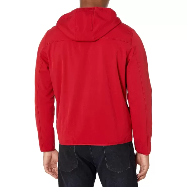 GUESS Mens Softshell Long Sleeve Hood JacketFire Red