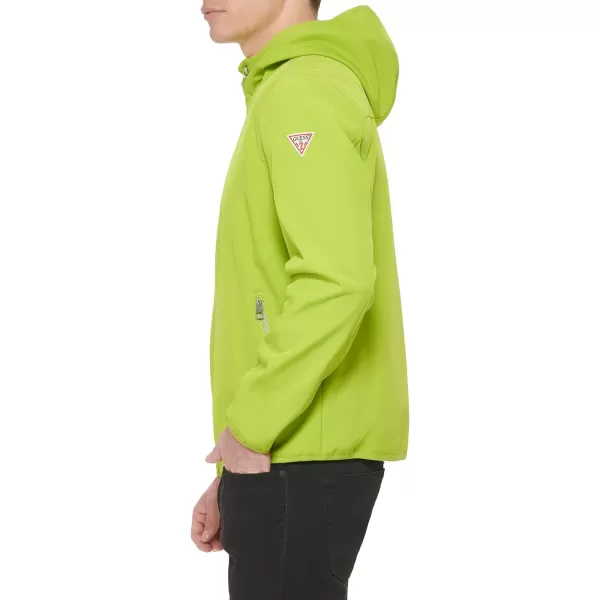 GUESS Mens Softshell Long Sleeve Hood JacketLime