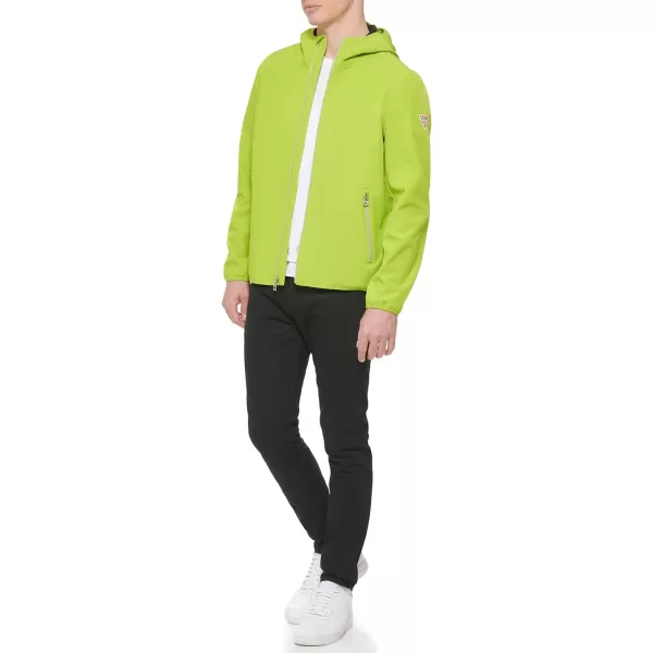 GUESS Mens Softshell Long Sleeve Hood JacketLime