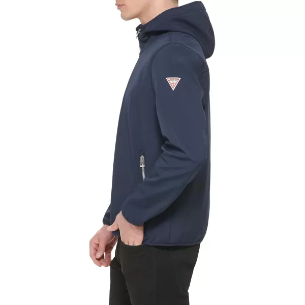 GUESS Mens Softshell Long Sleeve Hood JacketNavy