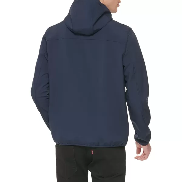 GUESS Mens Softshell Long Sleeve Hood JacketNavy