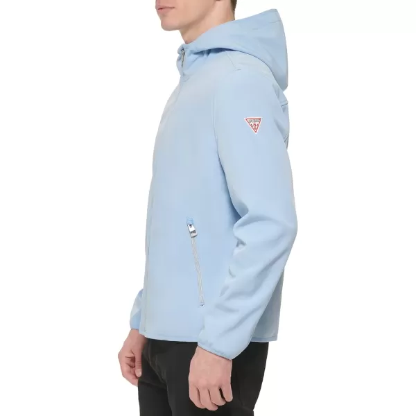 GUESS Mens Softshell Long Sleeve Hood JacketPowder Blue