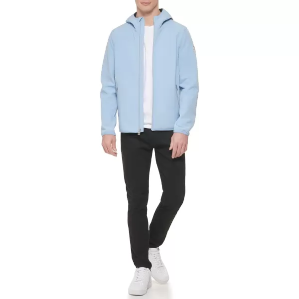 GUESS Mens Softshell Long Sleeve Hood JacketPowder Blue