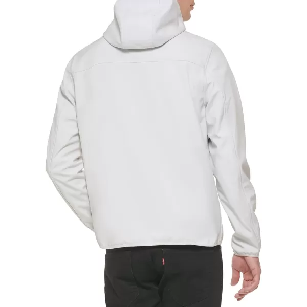 GUESS Mens Softshell Long Sleeve Hood JacketWhite