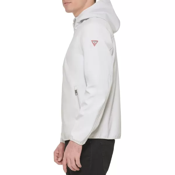 GUESS Mens Softshell Long Sleeve Hood JacketWhite