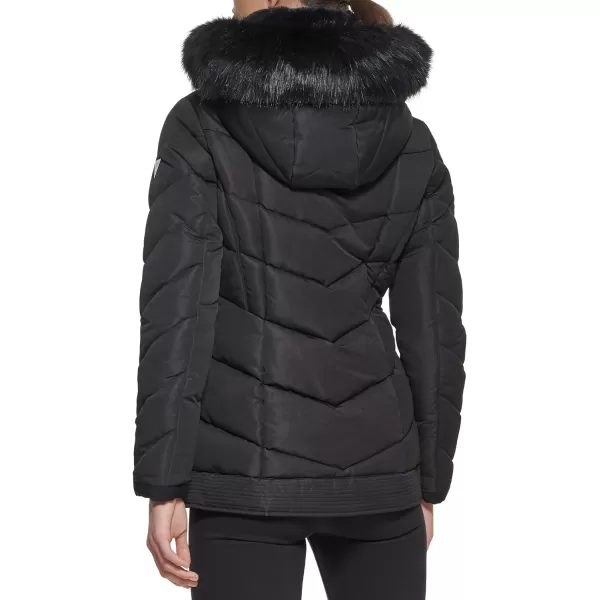 GUESS Womens Cold Weather Hooded Puffer CoatBlack