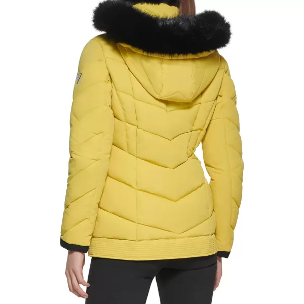 GUESS Womens Cold Weather Hooded Puffer CoatHighlighter