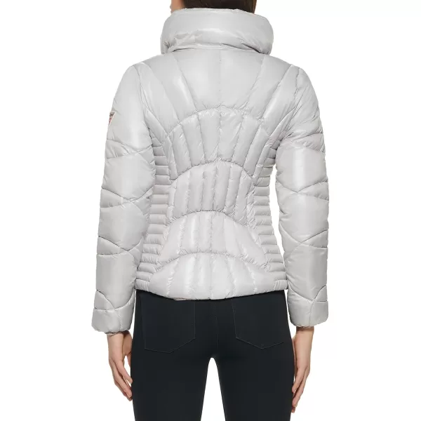 GUESS Womens Fall Quilted Puffer JacketSilver