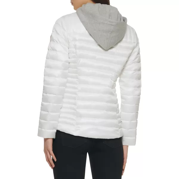 GUESS Womens Light Packable Jacket Quilted Transitional PufferQuilted White