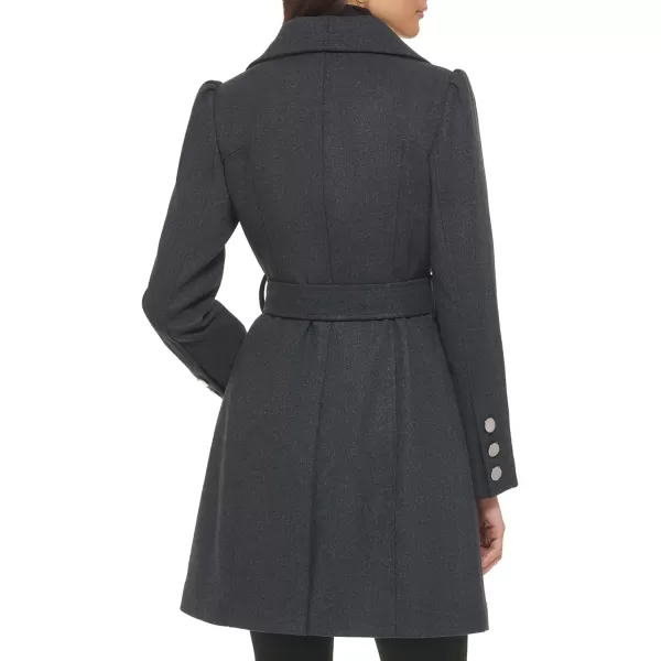 GUESS Womens Long Button Front Belted Wool WalkerCharcoal