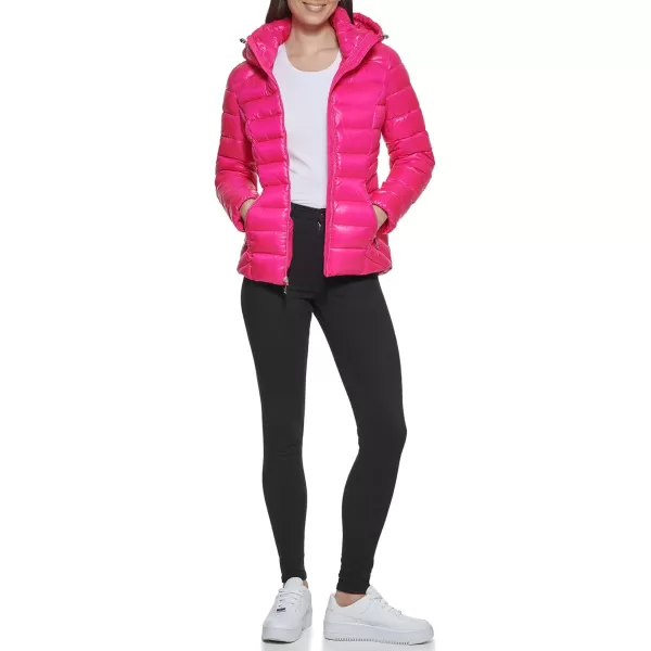 GUESS Womens MidWeight Hooded JacketHot Pink