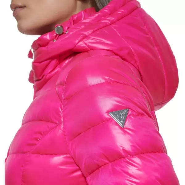 GUESS Womens MidWeight Hooded JacketHot Pink