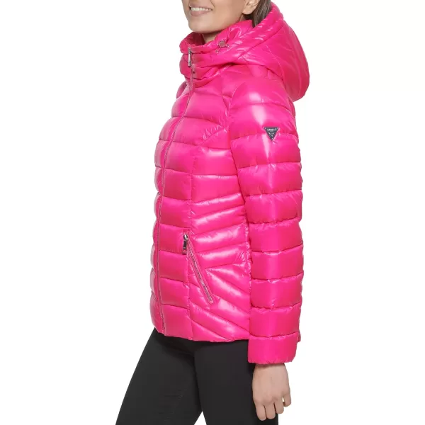 GUESS Womens MidWeight Hooded JacketHot Pink