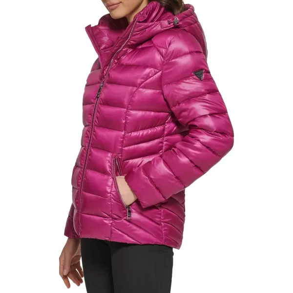 GUESS Womens MidWeight Hooded JacketMagenta