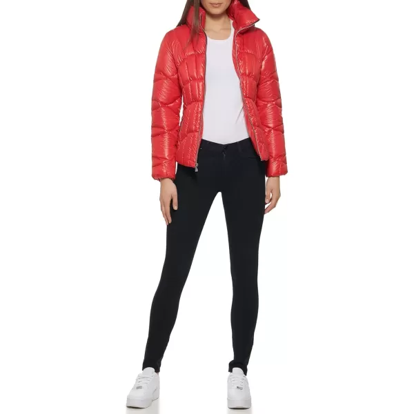 GUESS Womens Midweight Puffer JacketFire Red
