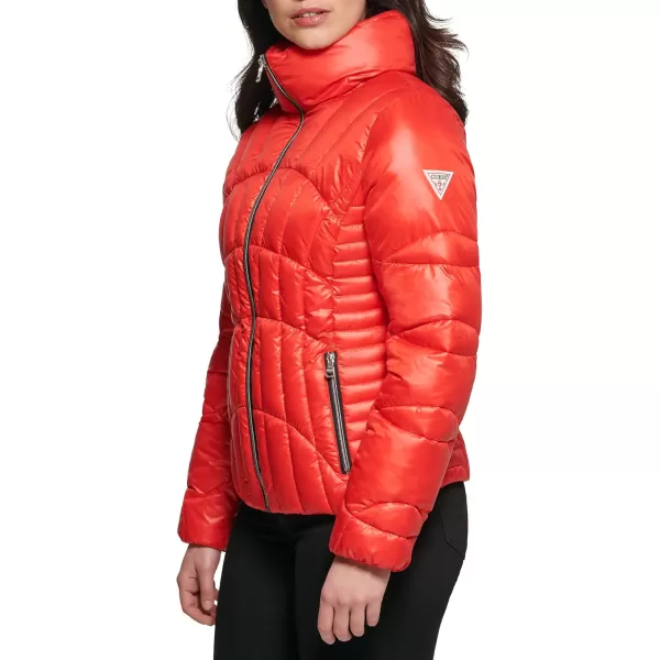 GUESS Womens Midweight Puffer JacketHot Crimson