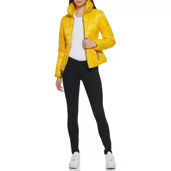 GUESS Womens Midweight Puffer JacketNeon Yellow