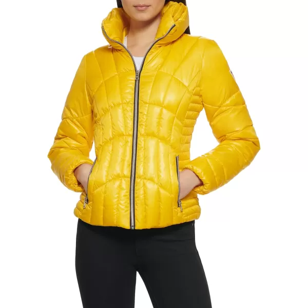 GUESS Womens Midweight Puffer JacketNeon Yellow