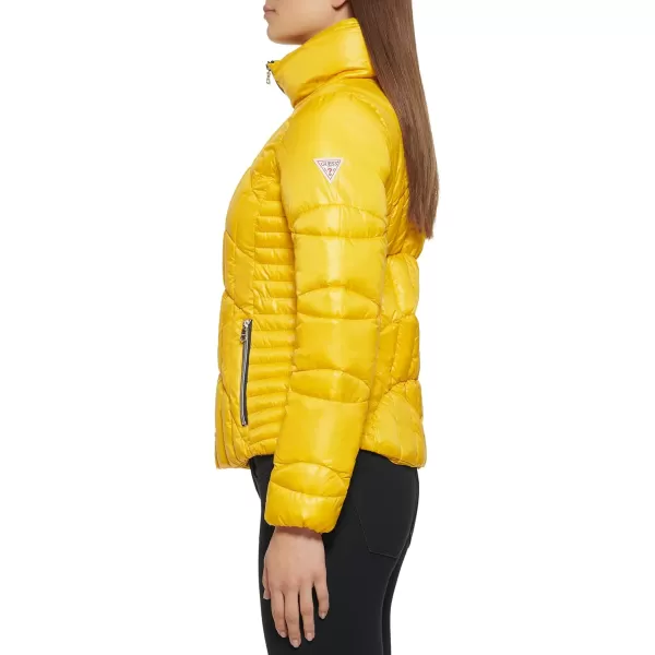 GUESS Womens Midweight Puffer JacketNeon Yellow