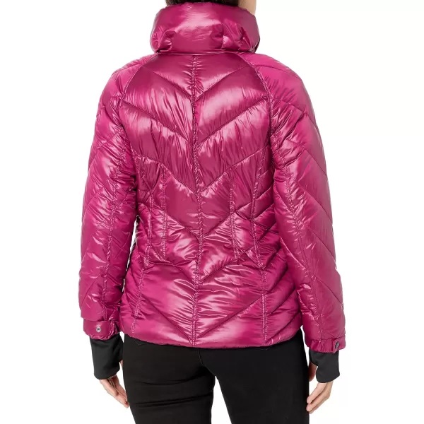 GUESS Womens Puffer Storm Cuffs Quilted Transitional JacketMagenta