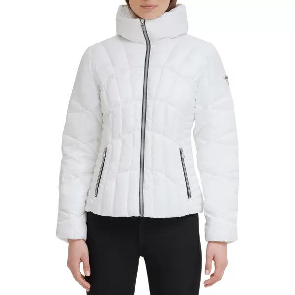 GUESS Womens Quilted Puffer JacketCream