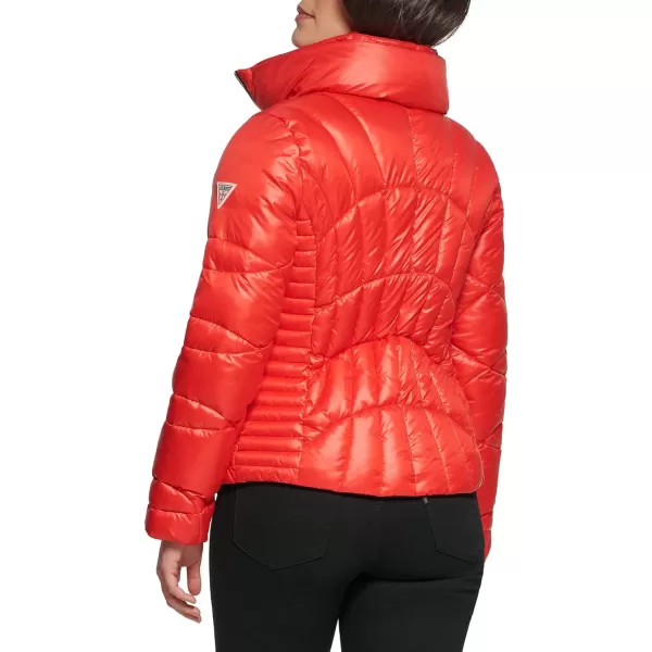 GUESS Womens Quilted Puffer JacketHot Crimson