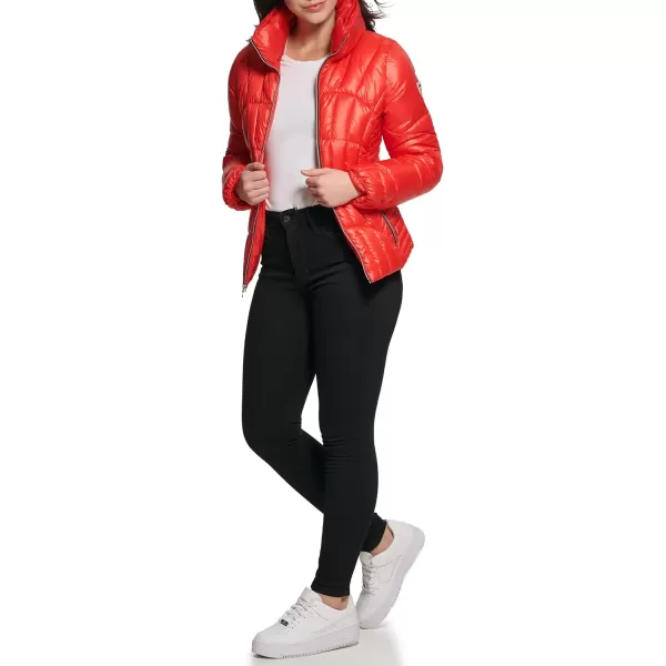 GUESS Womens Quilted Puffer JacketHot Crimson