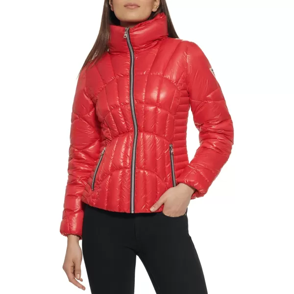 GUESS Womens Quilted Puffer JacketRed