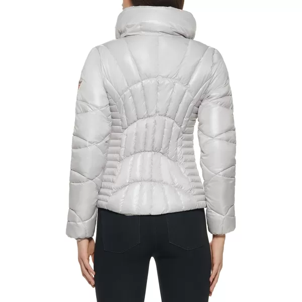 GUESS Womens Quilted Puffer JacketSilver